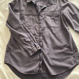 L.L. Bean Blue and Brown Houndstooth Flannel Tunic